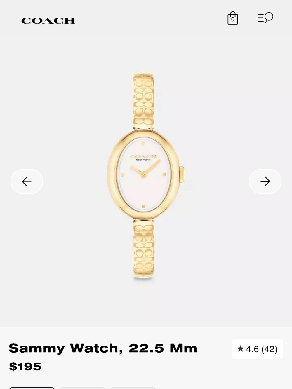 coach gold sammy watch